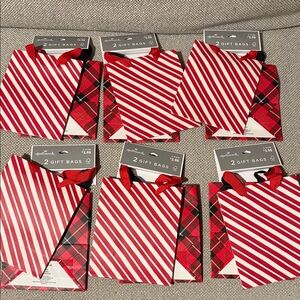 Hallmark Red and White Striped and Plaid Gift Bags Set 12 bags total